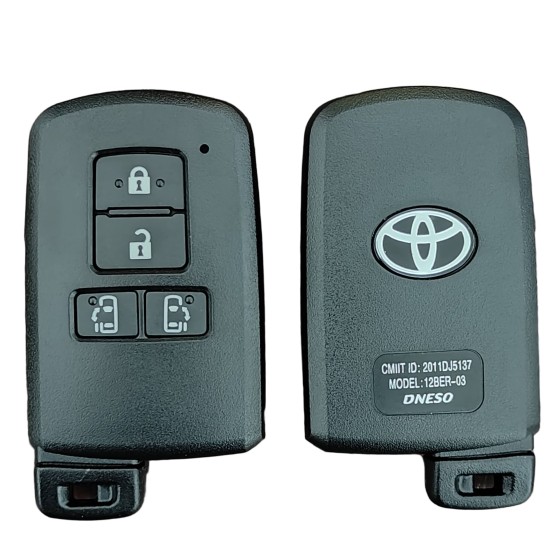 10 buah/kotak Toyota smart key shell 4 Buttons Black(use aftermareket pcb)(With logo)